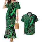 Minority Mental Health Awareness Personalised Couples Matching Mermaid Dress and Hawaiian Shirt Aboriginal Ribbon Dot Painting