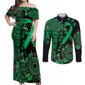 Minority Mental Health Awareness Personalised Couples Matching Off Shoulder Maxi Dress and Long Sleeve Button Shirt Aboriginal Ribbon Dot Painting