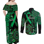 Minority Mental Health Awareness Personalised Couples Matching Off Shoulder Maxi Dress and Long Sleeve Button Shirt Aboriginal Ribbon Dot Painting