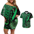 Minority Mental Health Awareness Personalised Couples Matching Off Shoulder Short Dress and Hawaiian Shirt Aboriginal Ribbon Dot Painting