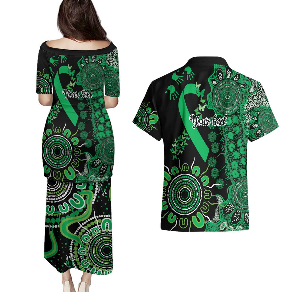 Minority Mental Health Awareness Personalised Couples Matching Puletasi and Hawaiian Shirt Aboriginal Ribbon Dot Painting