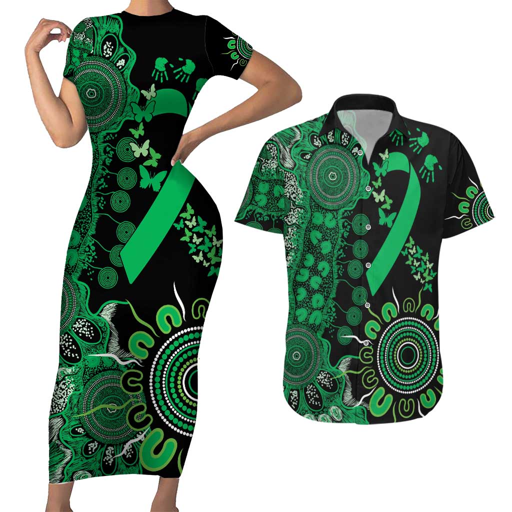 Minority Mental Health Awareness Personalised Couples Matching Short Sleeve Bodycon Dress and Hawaiian Shirt Aboriginal Ribbon Dot Painting