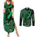 Minority Mental Health Awareness Personalised Couples Matching Summer Maxi Dress and Long Sleeve Button Shirt Aboriginal Ribbon Dot Painting