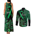 Minority Mental Health Awareness Personalised Couples Matching Tank Maxi Dress and Long Sleeve Button Shirt Aboriginal Ribbon Dot Painting
