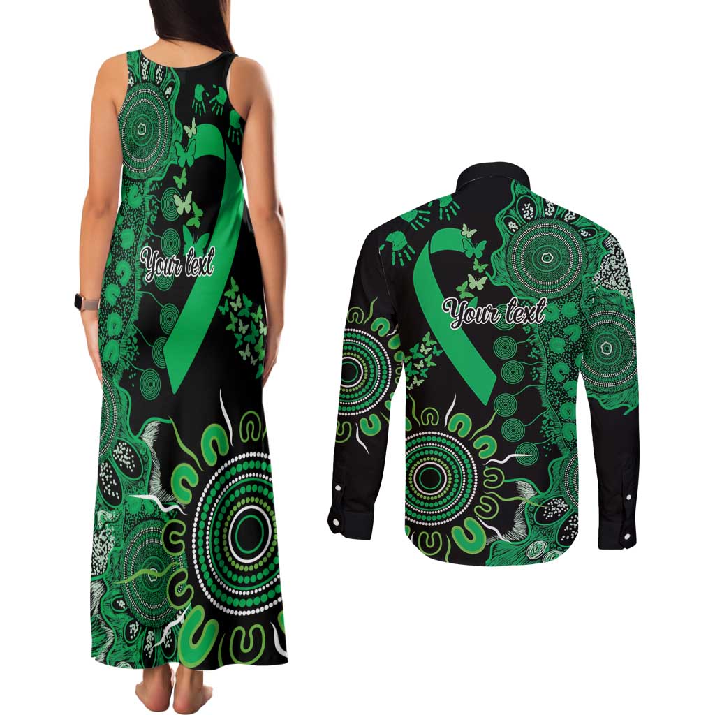 Minority Mental Health Awareness Personalised Couples Matching Tank Maxi Dress and Long Sleeve Button Shirt Aboriginal Ribbon Dot Painting