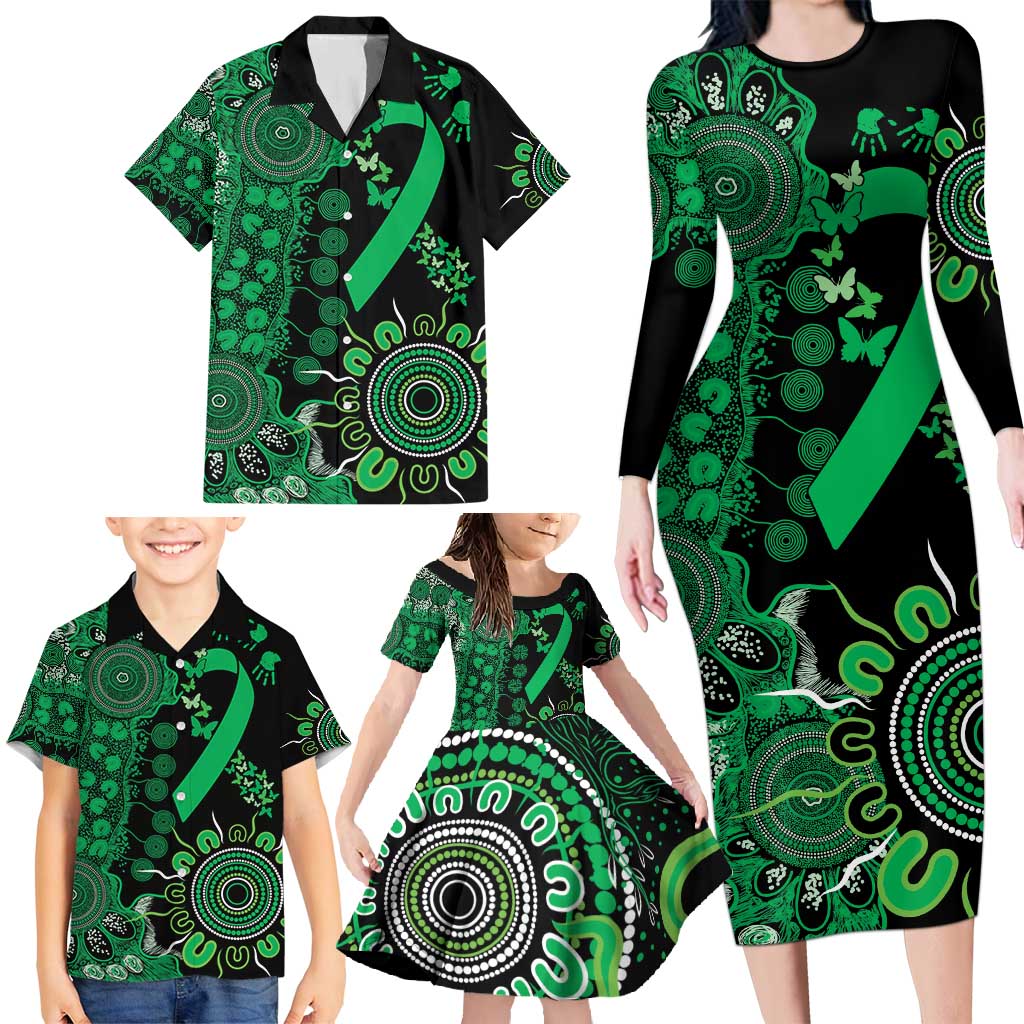 Minority Mental Health Awareness Personalised Family Matching Long Sleeve Bodycon Dress and Hawaiian Shirt Aboriginal Ribbon Dot Painting