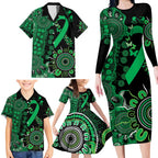 Minority Mental Health Awareness Personalised Family Matching Long Sleeve Bodycon Dress and Hawaiian Shirt Aboriginal Ribbon Dot Painting