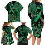 Minority Mental Health Awareness Personalised Family Matching Long Sleeve Bodycon Dress and Hawaiian Shirt Aboriginal Ribbon Dot Painting