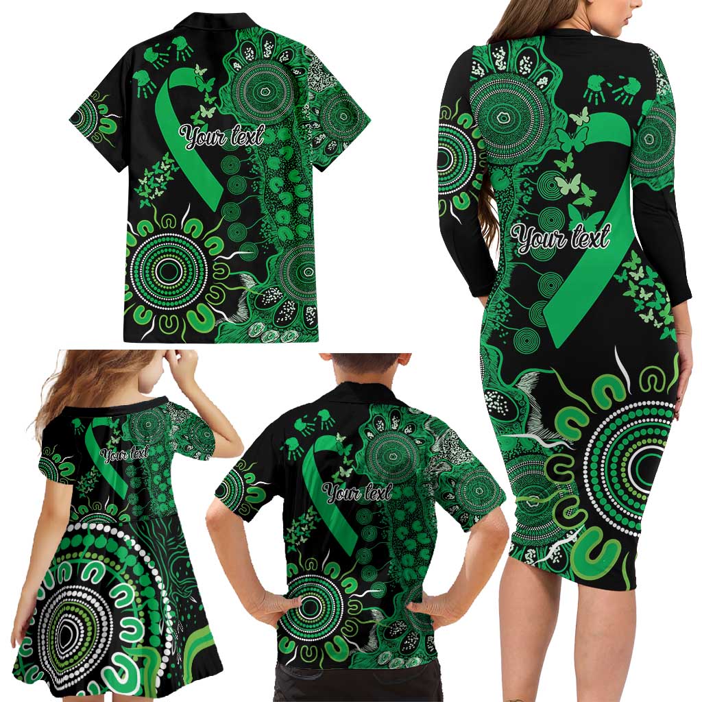 Minority Mental Health Awareness Personalised Family Matching Long Sleeve Bodycon Dress and Hawaiian Shirt Aboriginal Ribbon Dot Painting