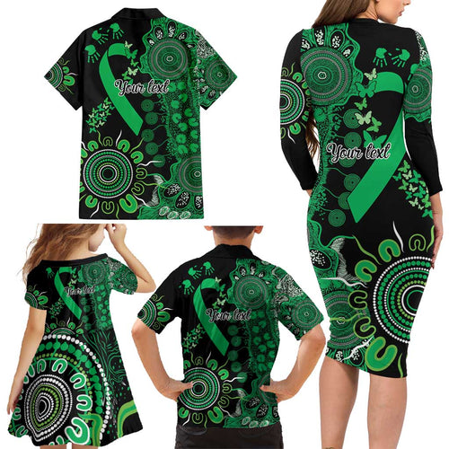 Minority Mental Health Awareness Personalised Family Matching Long Sleeve Bodycon Dress and Hawaiian Shirt Aboriginal Ribbon Dot Painting