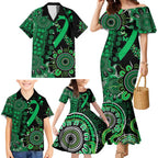 Minority Mental Health Awareness Personalised Family Matching Mermaid Dress and Hawaiian Shirt Aboriginal Ribbon Dot Painting