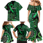 Minority Mental Health Awareness Personalised Family Matching Mermaid Dress and Hawaiian Shirt Aboriginal Ribbon Dot Painting