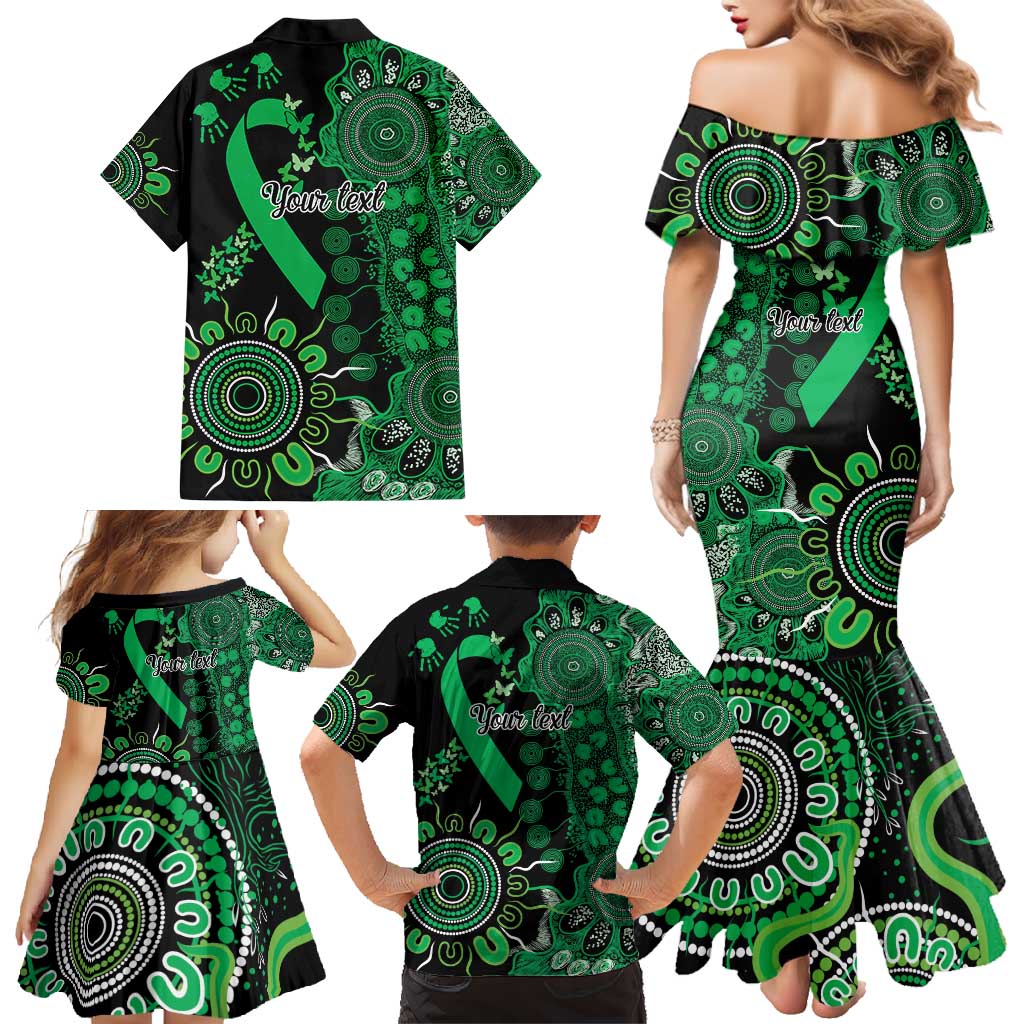 Minority Mental Health Awareness Personalised Family Matching Mermaid Dress and Hawaiian Shirt Aboriginal Ribbon Dot Painting