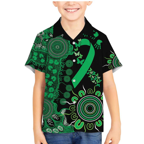 Minority Mental Health Awareness Personalised Family Matching Mermaid Dress and Hawaiian Shirt Aboriginal Ribbon Dot Painting