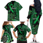 Minority Mental Health Awareness Personalised Family Matching Off The Shoulder Long Sleeve Dress and Hawaiian Shirt Aboriginal Ribbon Dot Painting