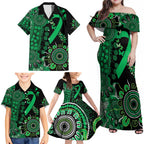Minority Mental Health Awareness Personalised Family Matching Off Shoulder Maxi Dress and Hawaiian Shirt Aboriginal Ribbon Dot Painting