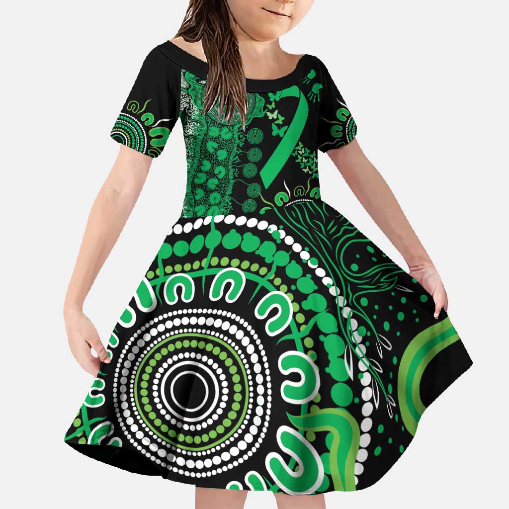 Minority Mental Health Awareness Personalised Family Matching Off Shoulder Maxi Dress and Hawaiian Shirt Aboriginal Ribbon Dot Painting