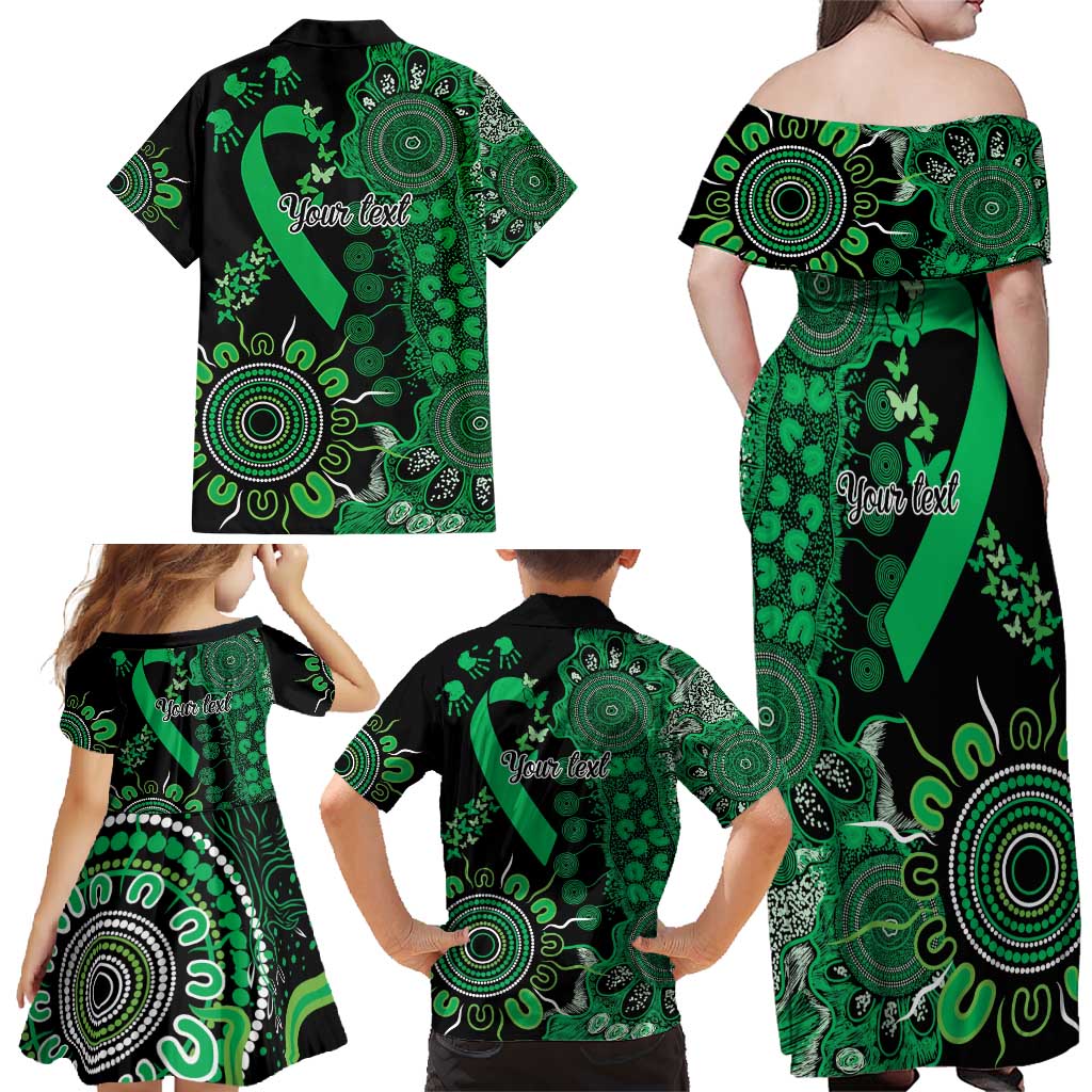 Minority Mental Health Awareness Personalised Family Matching Off Shoulder Maxi Dress and Hawaiian Shirt Aboriginal Ribbon Dot Painting