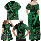 Minority Mental Health Awareness Personalised Family Matching Off Shoulder Maxi Dress and Hawaiian Shirt Aboriginal Ribbon Dot Painting