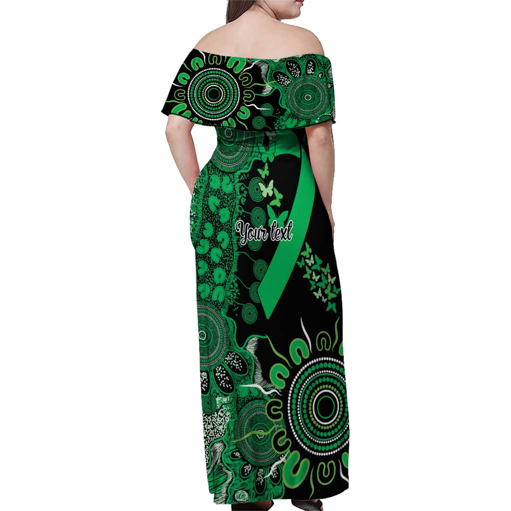 Minority Mental Health Awareness Personalised Family Matching Off Shoulder Maxi Dress and Hawaiian Shirt Aboriginal Ribbon Dot Painting