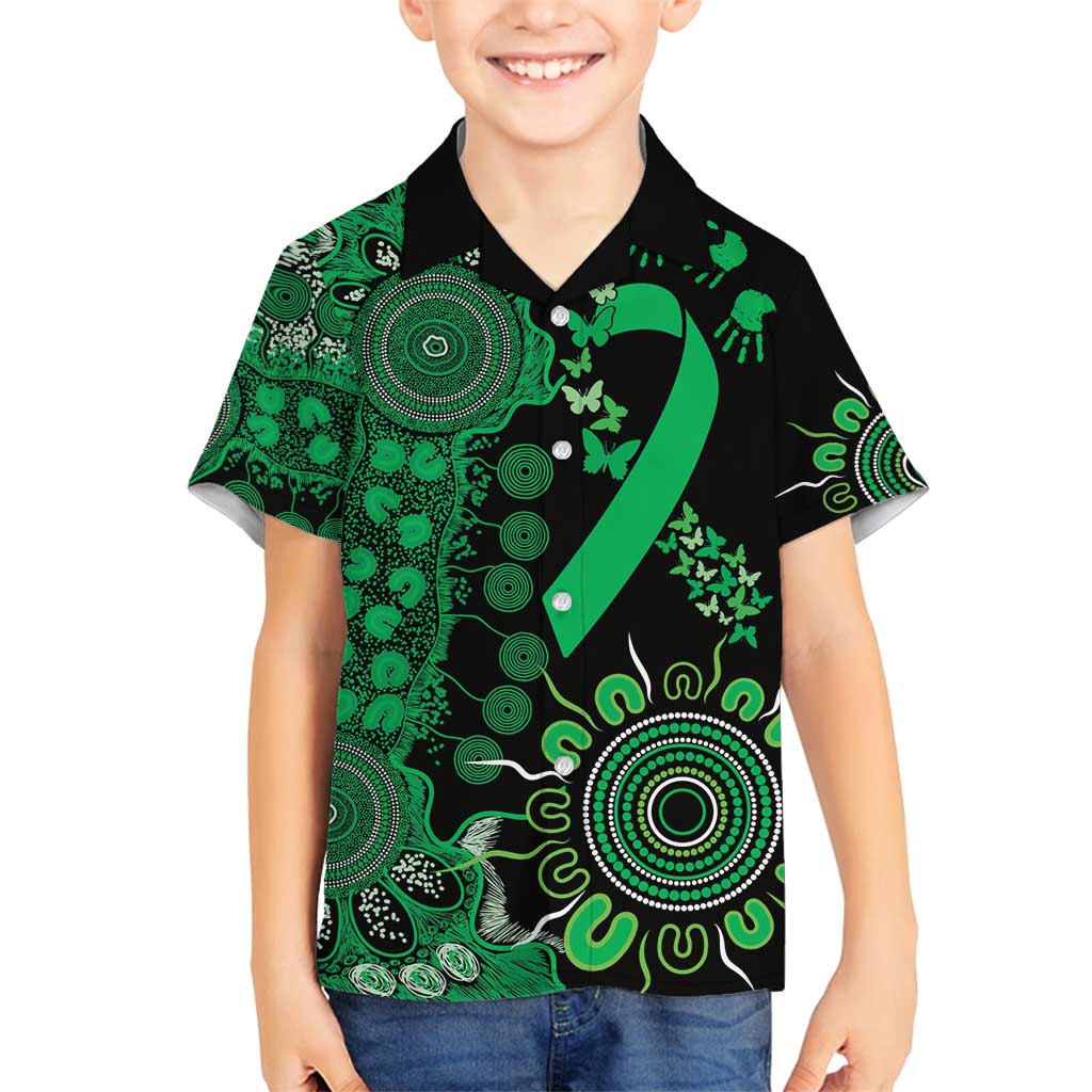 Minority Mental Health Awareness Personalised Family Matching Off Shoulder Maxi Dress and Hawaiian Shirt Aboriginal Ribbon Dot Painting