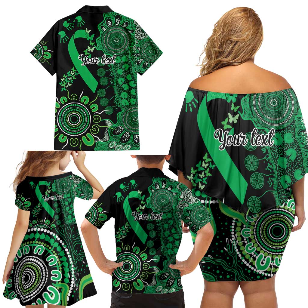 Minority Mental Health Awareness Personalised Family Matching Off Shoulder Short Dress and Hawaiian Shirt Aboriginal Ribbon Dot Painting