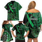Minority Mental Health Awareness Personalised Family Matching Off Shoulder Short Dress and Hawaiian Shirt Aboriginal Ribbon Dot Painting