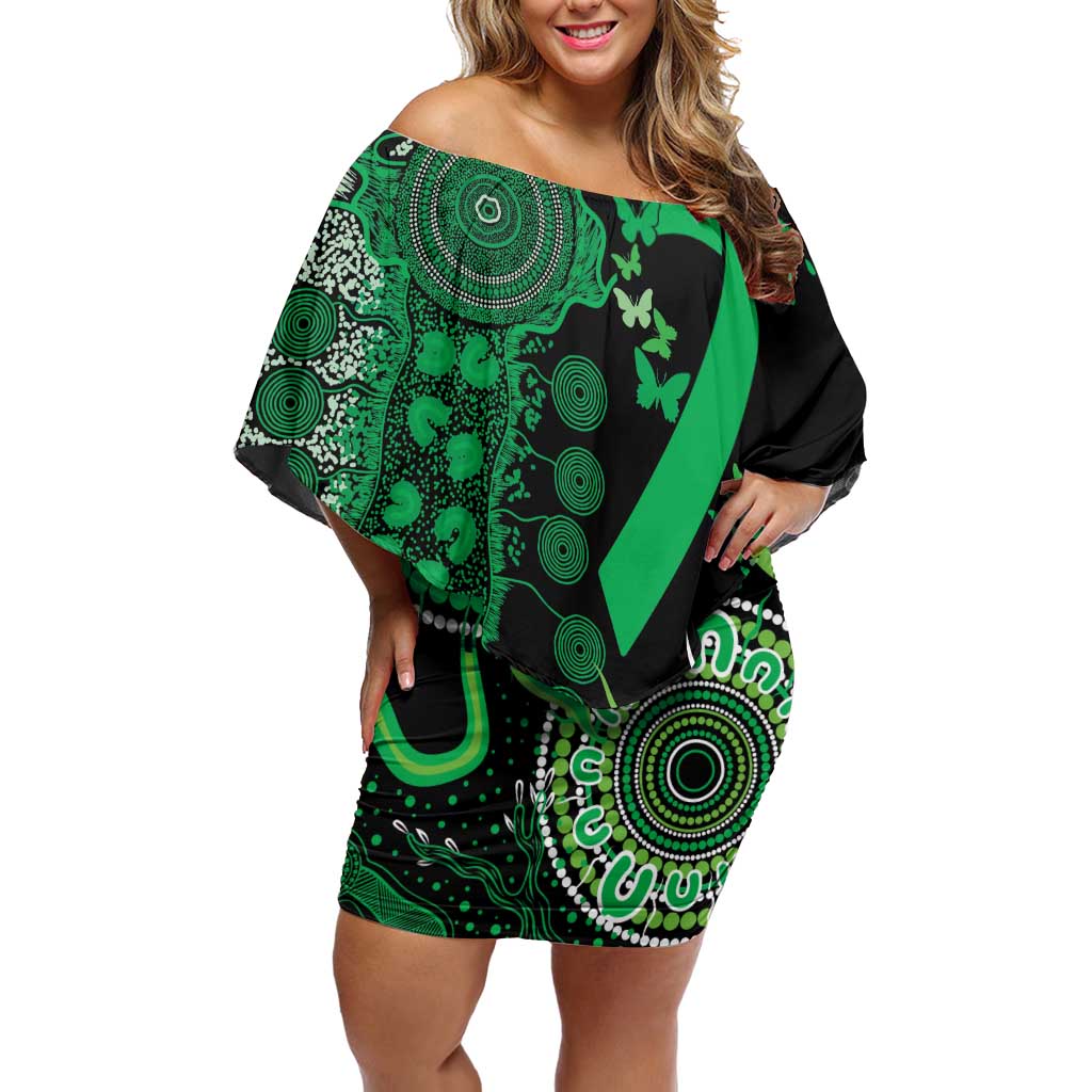 Minority Mental Health Awareness Personalised Family Matching Off Shoulder Short Dress and Hawaiian Shirt Aboriginal Ribbon Dot Painting