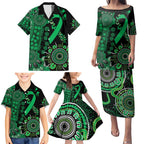 Minority Mental Health Awareness Personalised Family Matching Puletasi and Hawaiian Shirt Aboriginal Ribbon Dot Painting