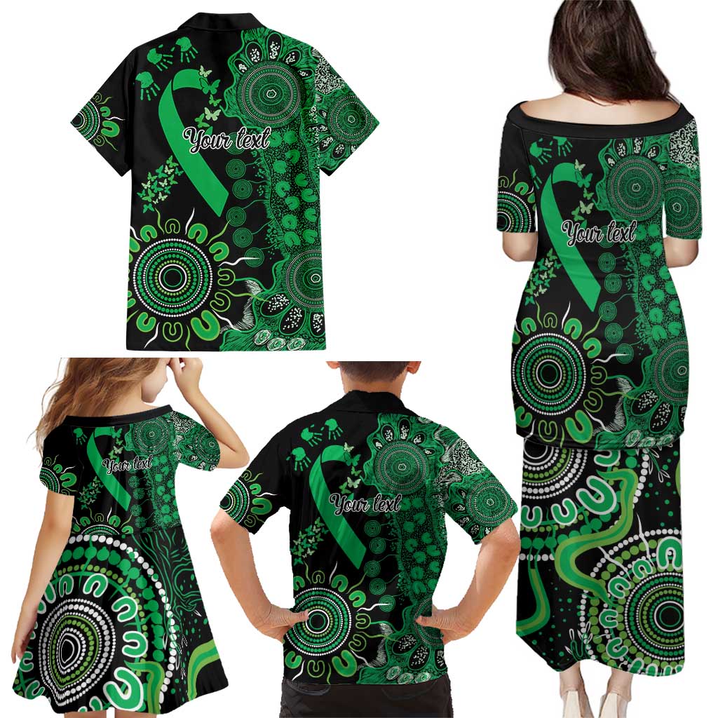 Minority Mental Health Awareness Personalised Family Matching Puletasi and Hawaiian Shirt Aboriginal Ribbon Dot Painting