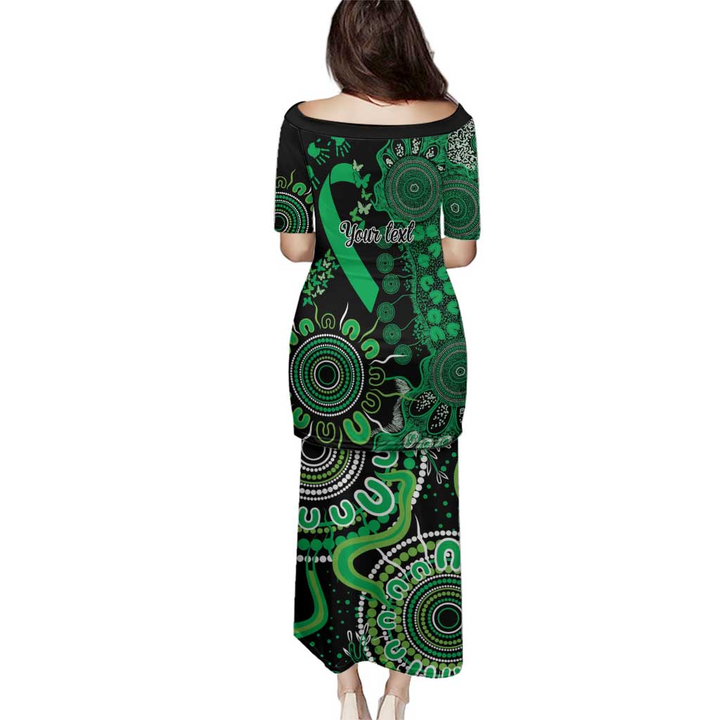 Minority Mental Health Awareness Personalised Family Matching Puletasi and Hawaiian Shirt Aboriginal Ribbon Dot Painting