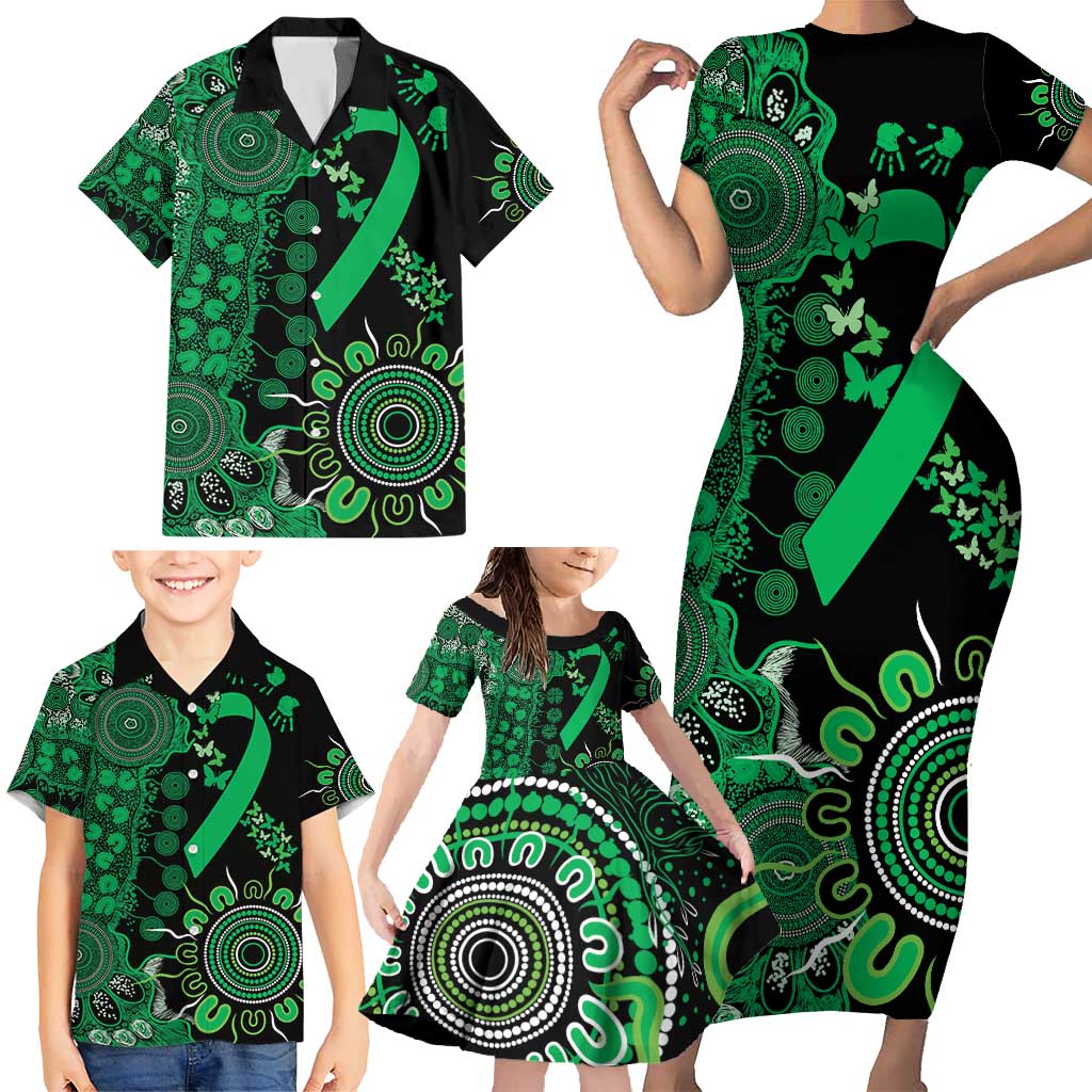 Minority Mental Health Awareness Personalised Family Matching Short Sleeve Bodycon Dress and Hawaiian Shirt Aboriginal Ribbon Dot Painting