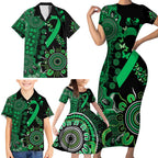 Minority Mental Health Awareness Personalised Family Matching Short Sleeve Bodycon Dress and Hawaiian Shirt Aboriginal Ribbon Dot Painting