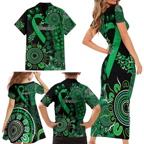 Minority Mental Health Awareness Personalised Family Matching Short Sleeve Bodycon Dress and Hawaiian Shirt Aboriginal Ribbon Dot Painting