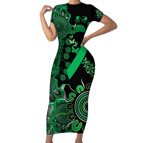 Minority Mental Health Awareness Personalised Family Matching Short Sleeve Bodycon Dress and Hawaiian Shirt Aboriginal Ribbon Dot Painting
