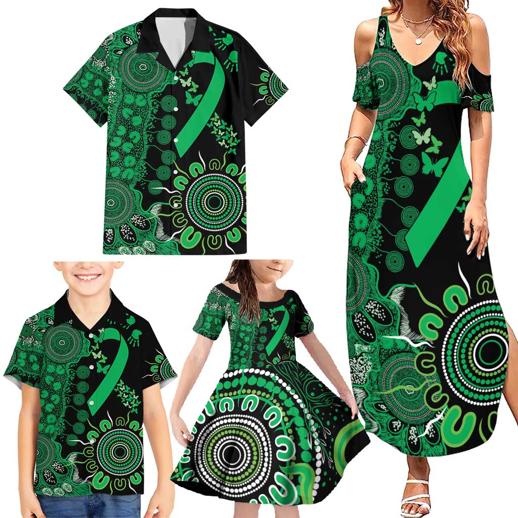 Minority Mental Health Awareness Personalised Family Matching Summer Maxi Dress and Hawaiian Shirt Aboriginal Ribbon Dot Painting