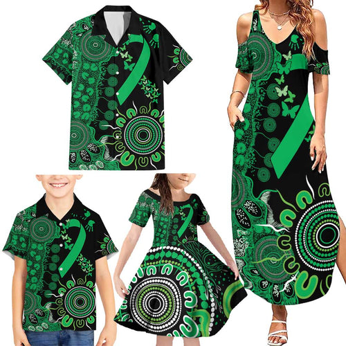 Minority Mental Health Awareness Personalised Family Matching Summer Maxi Dress and Hawaiian Shirt Aboriginal Ribbon Dot Painting