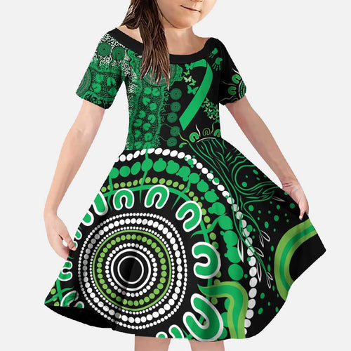 Minority Mental Health Awareness Personalised Family Matching Summer Maxi Dress and Hawaiian Shirt Aboriginal Ribbon Dot Painting