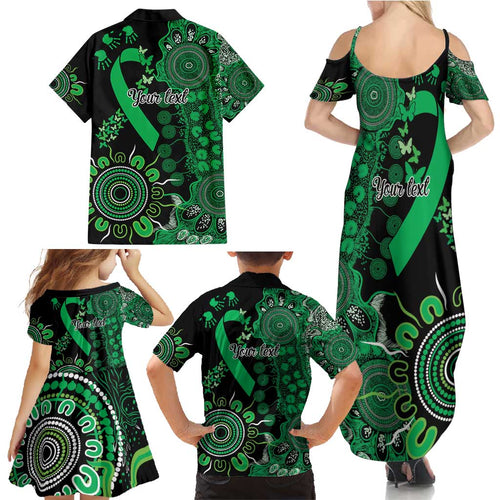 Minority Mental Health Awareness Personalised Family Matching Summer Maxi Dress and Hawaiian Shirt Aboriginal Ribbon Dot Painting