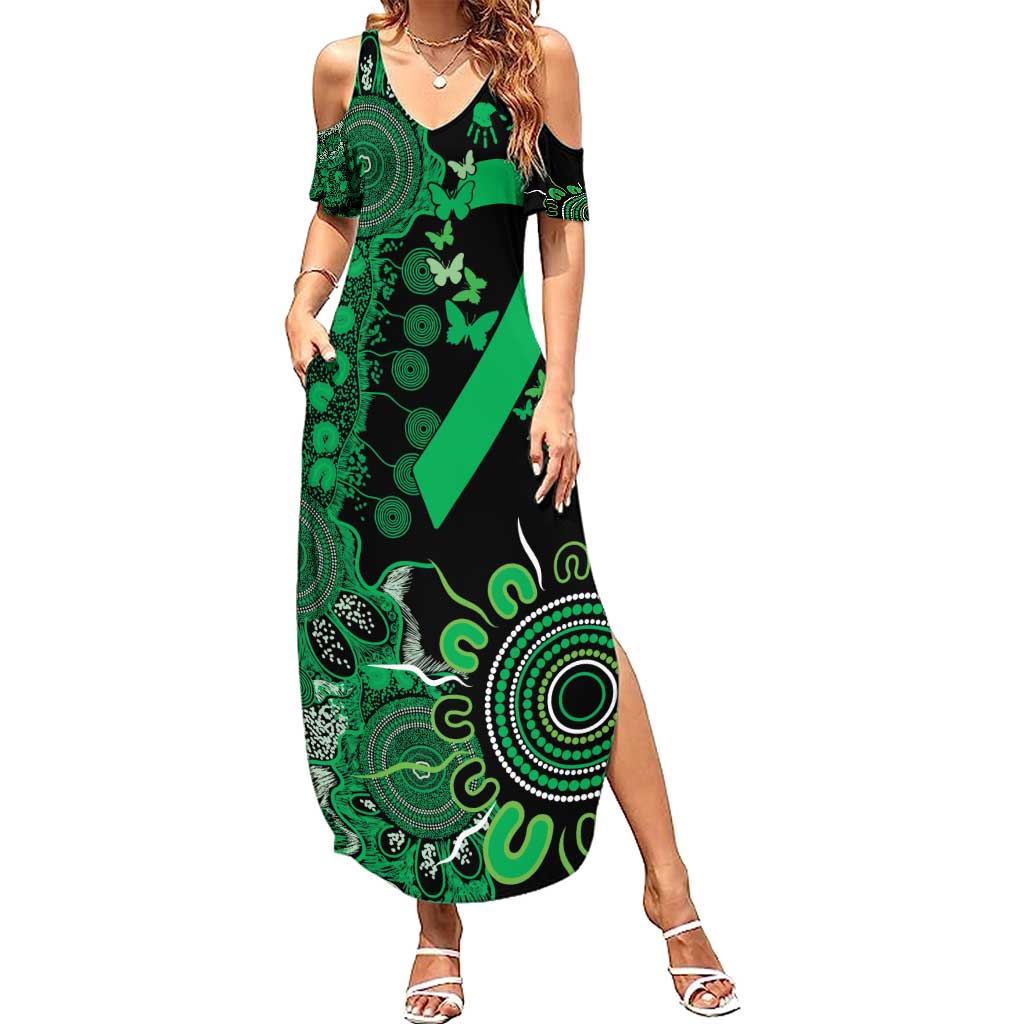 Minority Mental Health Awareness Personalised Family Matching Summer Maxi Dress and Hawaiian Shirt Aboriginal Ribbon Dot Painting