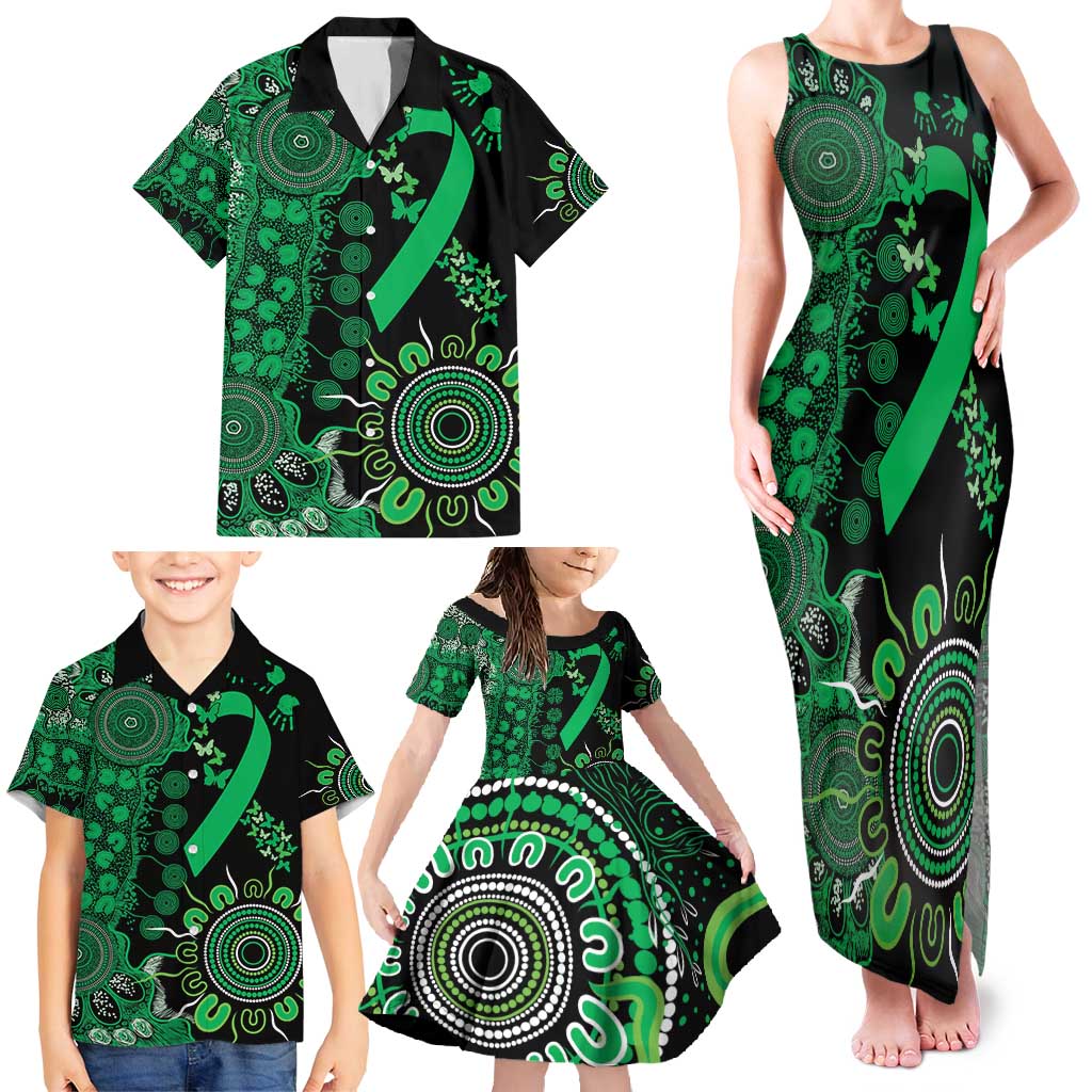 Minority Mental Health Awareness Personalised Family Matching Tank Maxi Dress and Hawaiian Shirt Aboriginal Ribbon Dot Painting