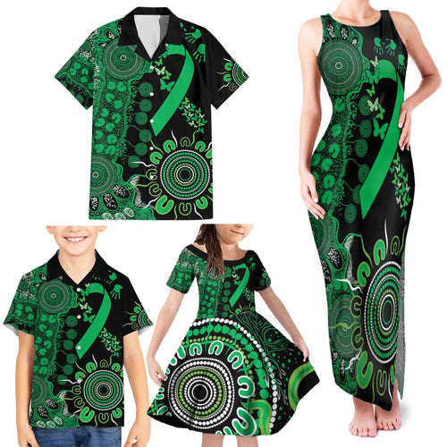 Minority Mental Health Awareness Personalised Family Matching Tank Maxi Dress and Hawaiian Shirt Aboriginal Ribbon Dot Painting