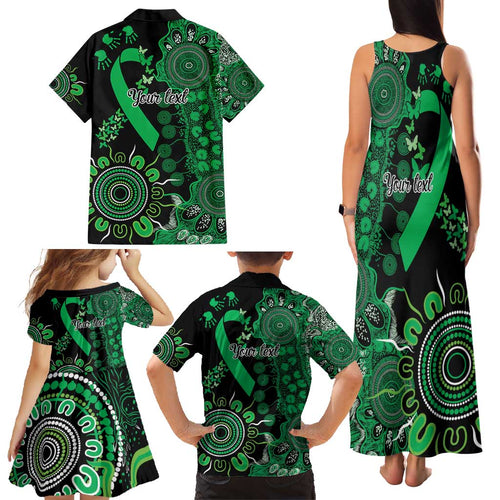 Minority Mental Health Awareness Personalised Family Matching Tank Maxi Dress and Hawaiian Shirt Aboriginal Ribbon Dot Painting