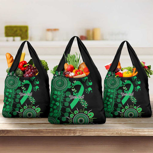 Minority Mental Health Awareness Personalised Grocery Bag Aboriginal Ribbon Dot Painting