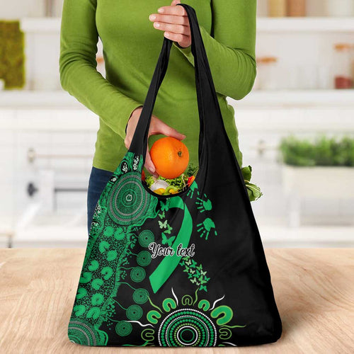 Minority Mental Health Awareness Personalised Grocery Bag Aboriginal Ribbon Dot Painting