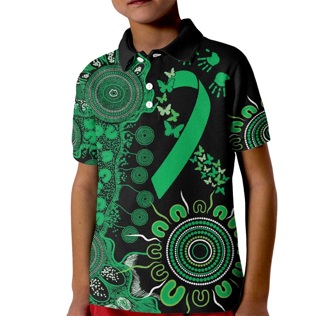 Minority Mental Health Awareness Personalised Kid Polo Shirt Aboriginal Ribbon Dot Painting