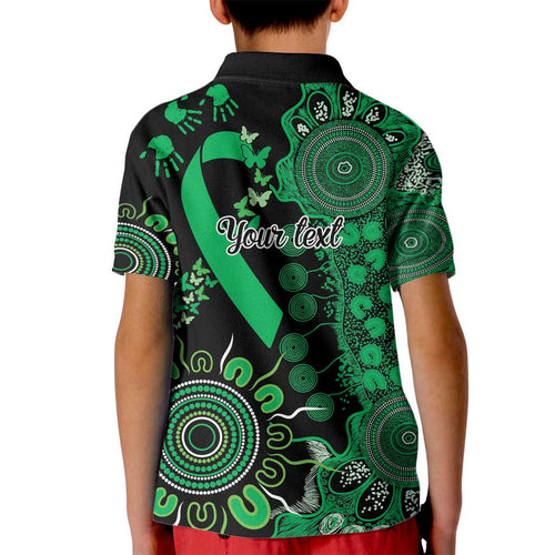 Minority Mental Health Awareness Personalised Kid Polo Shirt Aboriginal Ribbon Dot Painting