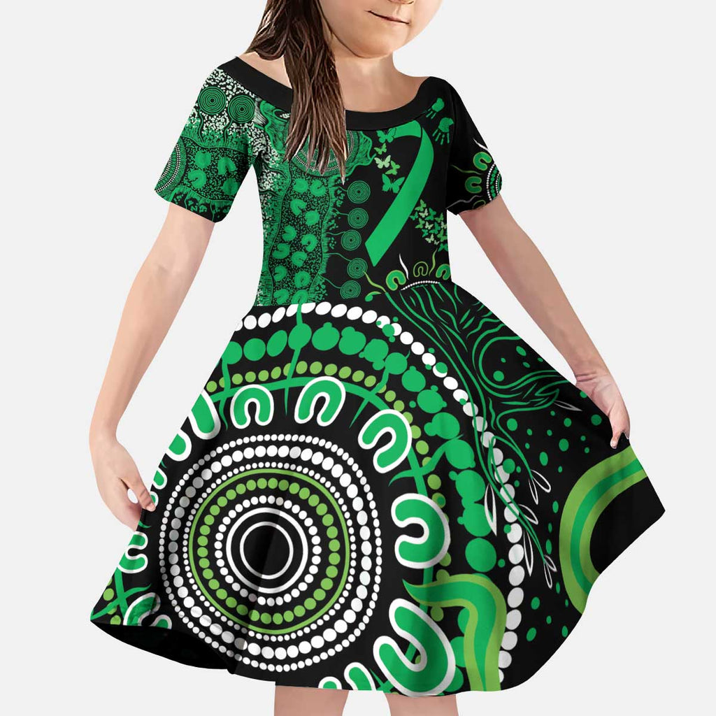 Minority Mental Health Awareness Personalised Kid Short Sleeve Dress Aboriginal Ribbon Dot Painting