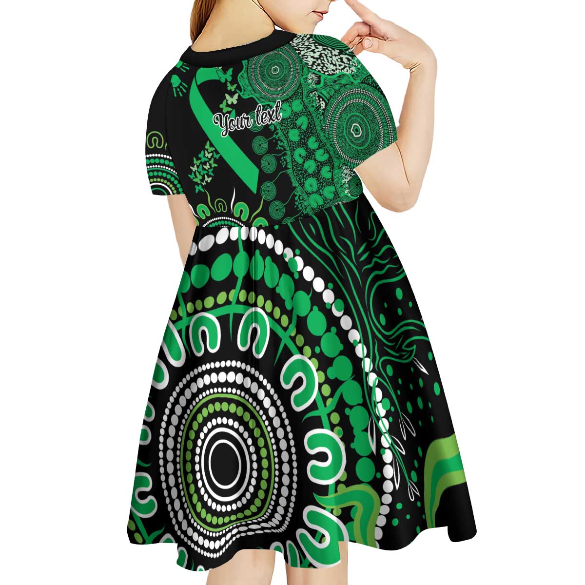 Minority Mental Health Awareness Personalised Kid Short Sleeve Dress Aboriginal Ribbon Dot Painting