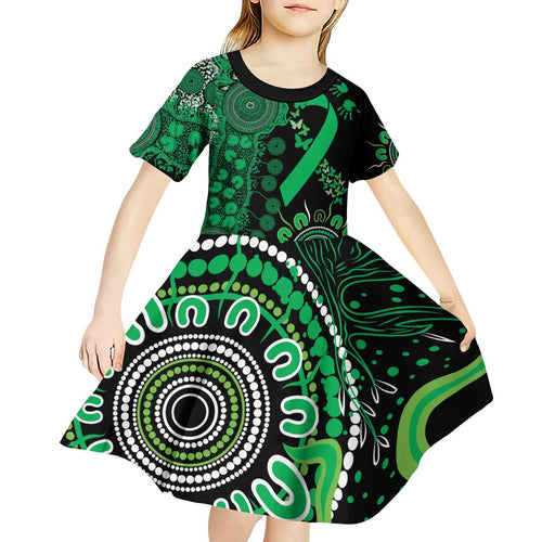 Minority Mental Health Awareness Personalised Kid Short Sleeve Dress Aboriginal Ribbon Dot Painting